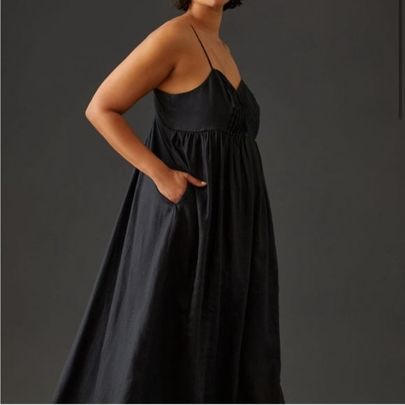 Anthropologie Maeve Linen Double Tie Back Maxi Dress Size 1X - Picture 3 of 10